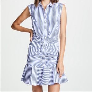 Veronica Beard striped bell button down ruched dress